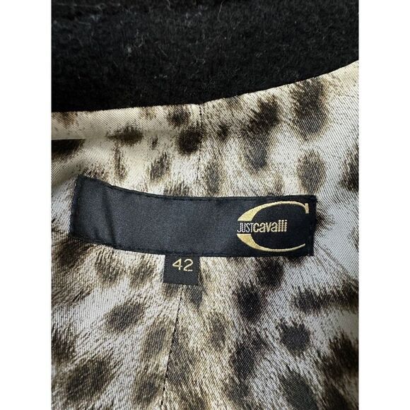 Just Cavall Virgin Wool Trench Coat Ruffle front sz 42 US 6 - Picture 10 of 13